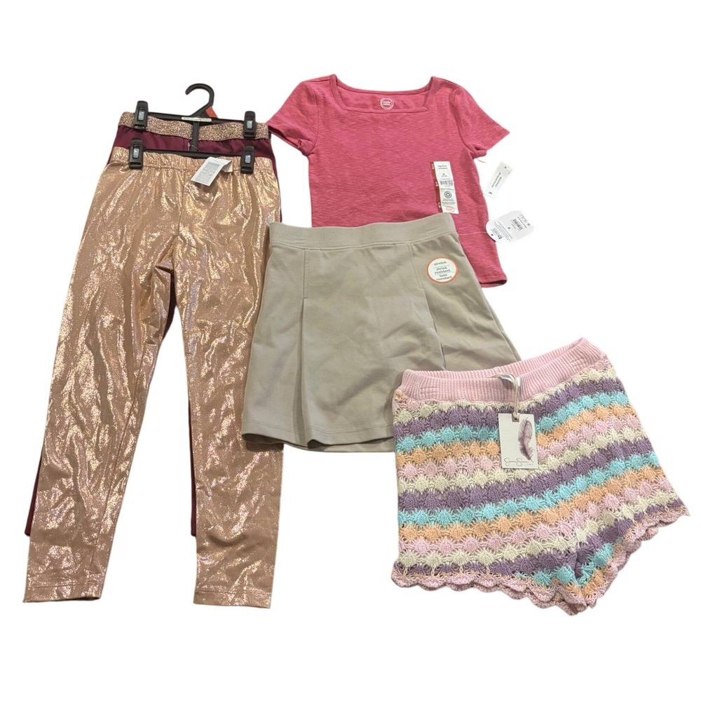 Girls Clothing Lot 4 Pc NWT Leggings Tee Skort Shorts Sizes 7 8 8/10